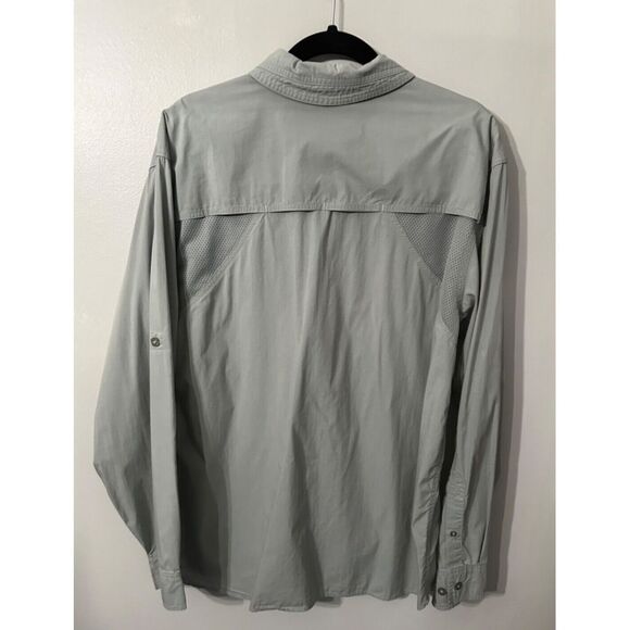 Gander Mountain Grey Outdoor Shirt Button Down Men's L Long Sleeve Small Flaw - Picture 2 of 10